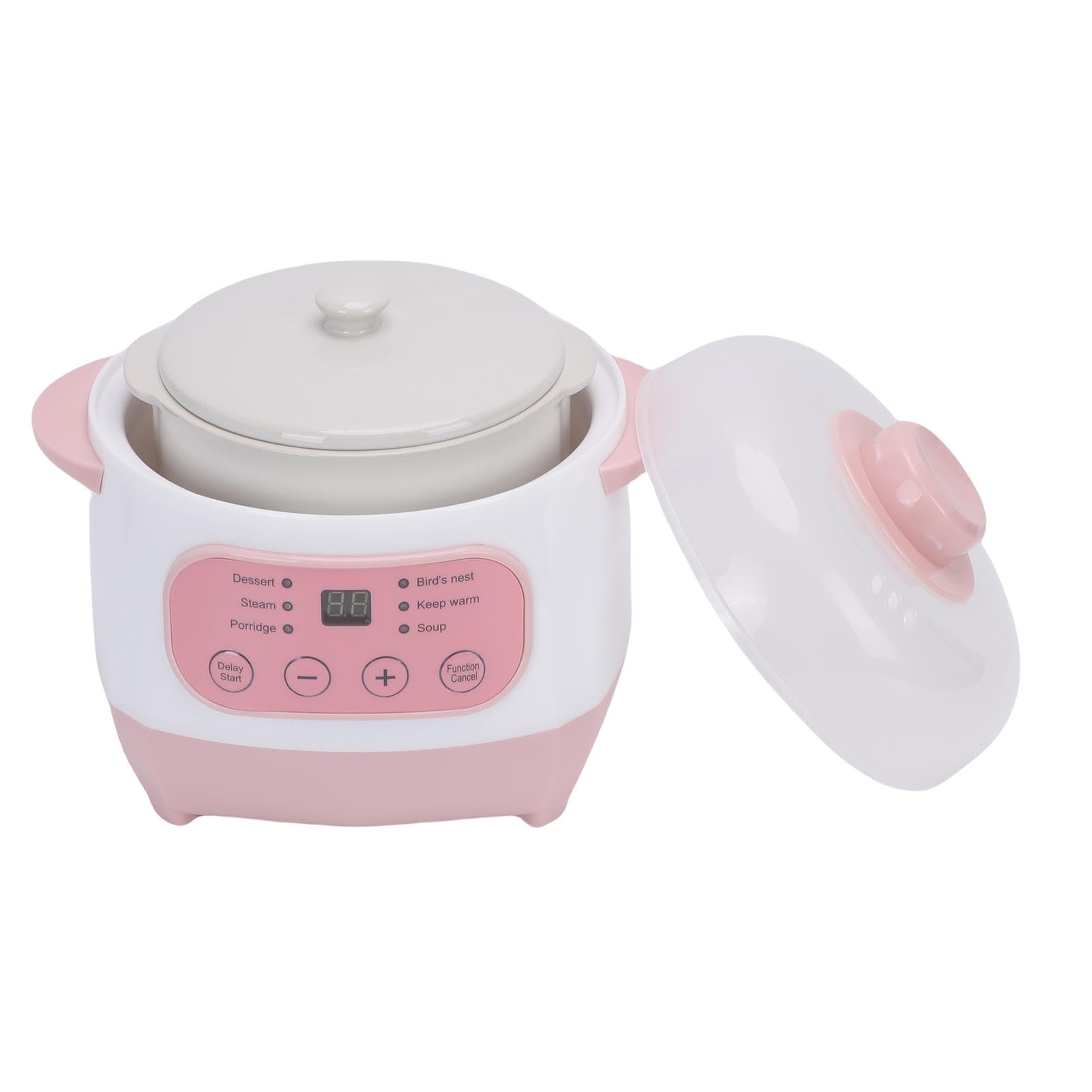 Tnfeeon Elektryczny Garnek do Duszenia 1 L, Wolnowary Kuchenka do Owsianki, Wolnowar Zapobiegający Przypaleniom na Sucho, Wielofunkcyjny Elektryczny Ceramiczny Garnek Gulaszu 1 L, Ceramiczna Zupa