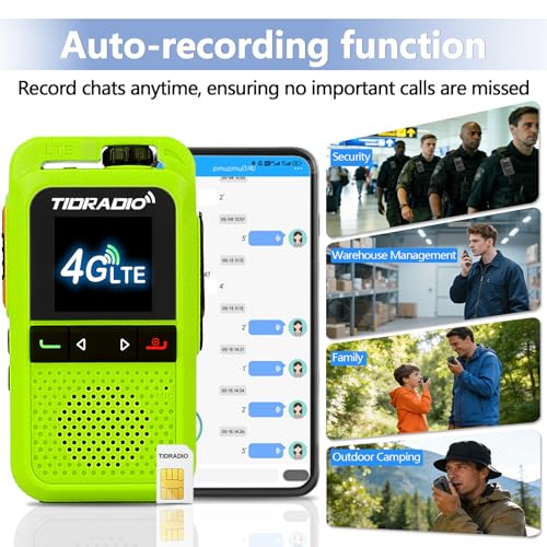 Image of TIDRADIO TD-G100 Global Rapid Walkie Talkies with SIM Cards, 4G POC Unlimited Range 6000 Miles Two Way Radios, Long Range PTT for Family, Logistics, Company,Green-3P