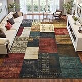 DweIke Washable 4x6 Area Rugs for Living Room, Modern Abstract Colorful Soft Bedroom Rug, Non-Slip Geometric Aesthetic Throw Carpets for Dining Room Office Home Hardwood Floor Decor