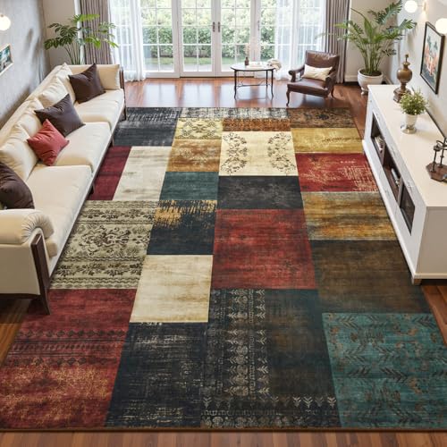 DweIke Washable 5x7 Area Rugs for Living Room, Large Modern Abstract Colorful Soft Bedroom Rug, Non-Slip Geometric Aesthetic Throw Carpets for Dining Room Office Home Hardwood Floor Decor