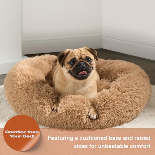 OHS Fluffy Dog Bed Large, Cat Donut Bed Super Soft Pet Beds for Dogs Calming Anti Anxiety Plush Cosy Luxury Dogs Beds Large for Living Room Kitchen, Beige - Image 5