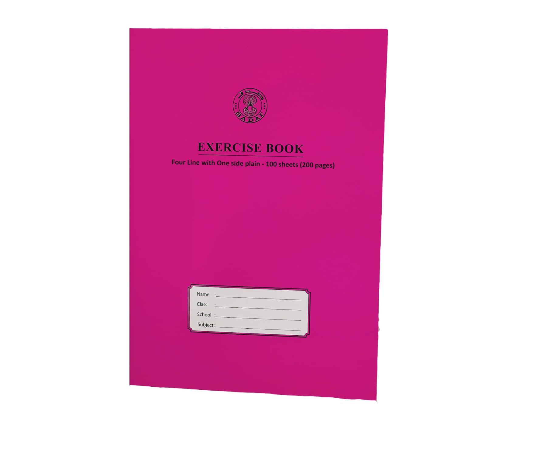 SadafFour Line with One Side Plain Exercise Book, 200 Pages, Magentha