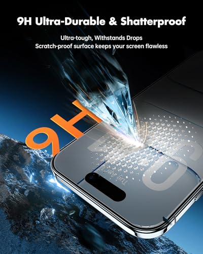 Image of UNBREAKcable Privacy Screen Protector for iPhone Air, Shatterproof Tempered Glass [True 28Anti Spy] [9H Hardness] [Easy Installation Frame] Private Protector for iPhone 6.5inch-2 Pack