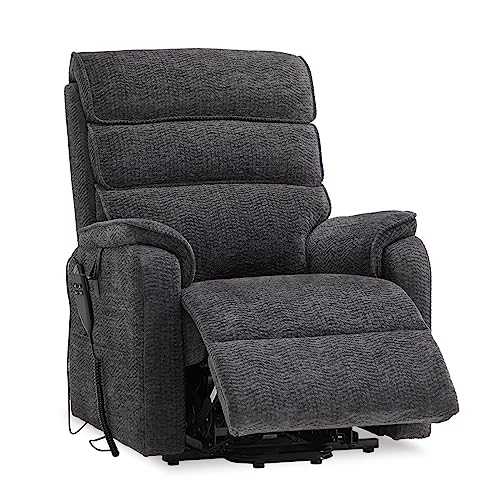 Irene House 9188 Medium Dual Okin Motor Lay Flat Recliner Lift Chair Recliners For Elderly Infinite Position With Heat Massage Up To 300 Lbs Electric Power Lift Recliner Chair Sofa (Grey Chenille) #TOP13