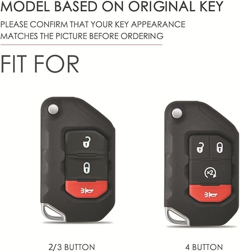 Miniatura 2 de ontto Funda de cuero para llavero compatible con Jeep Wrangler JL JLU Rubicon 2018-2021, Negro -