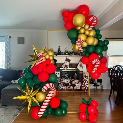 Image of Christmas Balloons, 67pcs 12 Inch Red and Green Balloons, Red Green confetti White and Gold Balloon for Birthday, Christmas Party Decorations