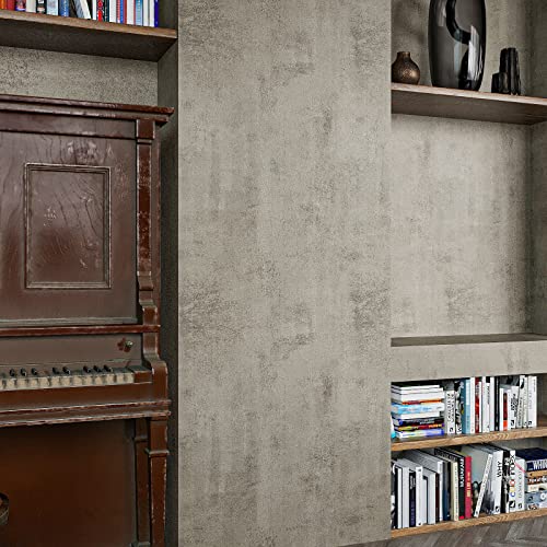 Papier peint béton adhésif taupe vieilli revêtement meuble cuisine