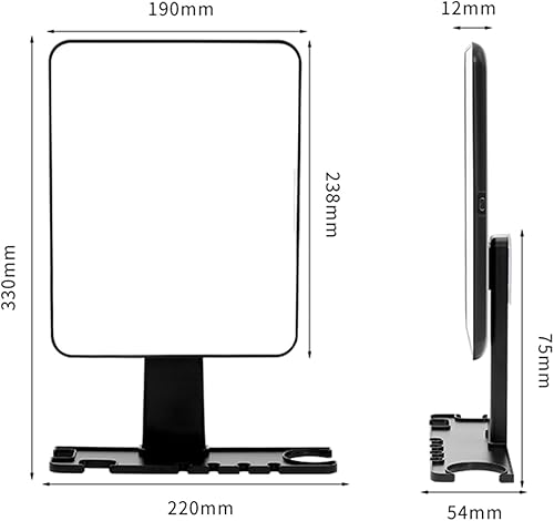 Miniatura 3 de Espejo de ducha sin niebla para afeitar, montaje en pared, espejo para el hogar, cuadrado, negro, inoxidable, aseo personal