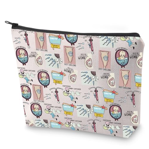 BLUPARK Funny OBGYN Pun Gift Just Chilling Makeup Bag OBGYN Appreciation Gift Funny Gynocologist Gift (Just Chilling)