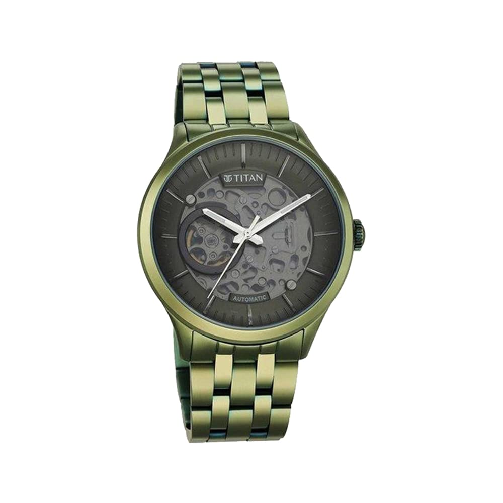 Titan Metal Mechanicals Automatic Green Dial Metallic Green Stainless Steel Strap Watch for Men - NT90140QM01-image-44
