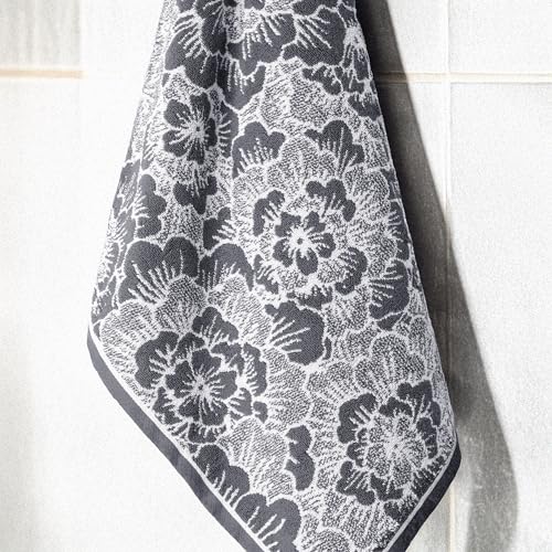 Image of MYTRIDENT Towels for Bath, Floral Collection, 100% Cotton Towel, 1 Pc Bath Towel (75 cm x 150 cm) - Grey