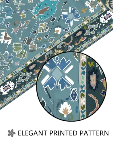 Image of Soft & Durable Floor Carpet | Premium Cotton Carpet for Living Room, Bedroom & Home Decor | Multi-Printed Modern Area Carpet (3x5ft.) (Aqua)