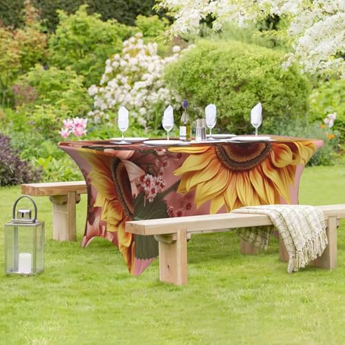 Nappe de table imperméable et infroissable en spandex de 1,2 m motif tournesol - 8