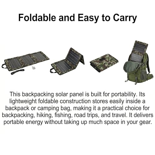 Panel solar portátil mejorado de 28W compatible con iPhone y Samsung para camping 8