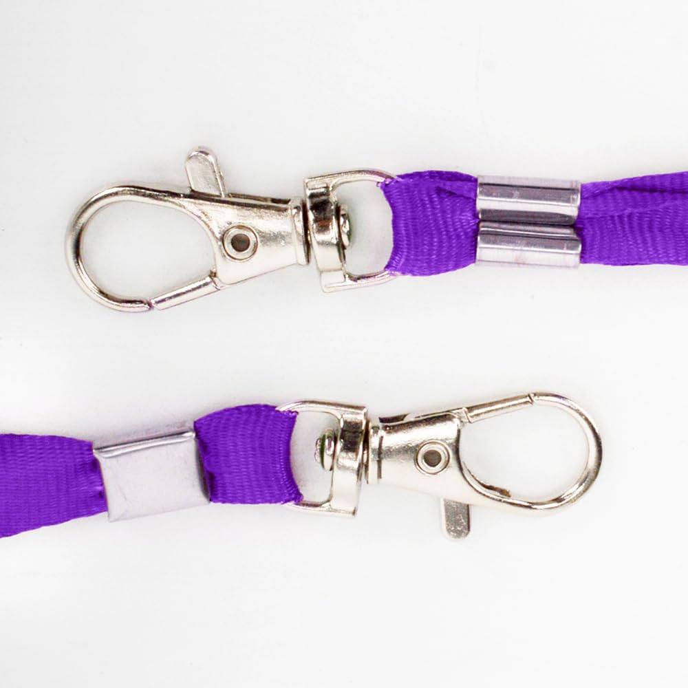 Lanyards 100 Pcs Bulk Lanyard for Id Badges Flat Black Lanyard with Badge Clip Swivel Hook (100, Purple) - Image 4