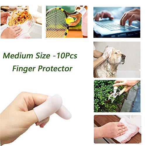 Kris-kikomy Gel Finger Protectors Finger Caps Silicone Fingertips Protection - Finger Cots Great for Trigger Finger, Finger Arthritis, Finger Cracking and Other Finger Pain Relief (Medium)