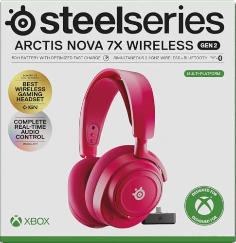 SteelSeries Casque sans fil Arctis Nova 7X multi-plateforme Gen2-Contrôle des applications en temps réel - 50H+ -Haut-parleurs magnétiques en néodyme -Mixable 2,4GHz/Bluetooth-Xbox,PC,Switch1/2,Mobile