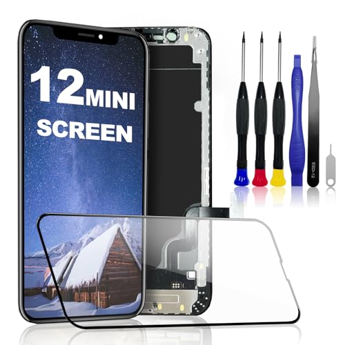 PartageFix Display für iPhone 12 Mini – Ersatz-Set für 5,4 Zoll (14,1 cm) LCD-Bildschirm FHD + Digitizer + Rahmen – komp...