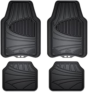 Armor All 78840ZN 4-Piece Black Rubber All-Season Trim-to-Fit Floor Mats for Cars, Trucks and SUVs