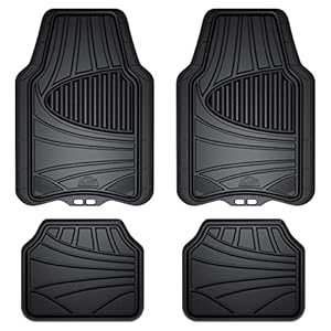 Armor All® 4-Piece Rubber Floor Mats, All-Weather Protection, Universal, Trim to Fit Front, Back, Full Coverage Custom Fit Mats for Cars, Trucks, SUVs – (Black)