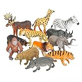 Toy Spout 12 Realistic Animal Toy Figures Educational Toys, Zoo Animals, Preschool Toys –Wild Vinyl Plastic Learning Party Favors for Boys Girls Kids Toddlers Forest Small Farm Animals Toys