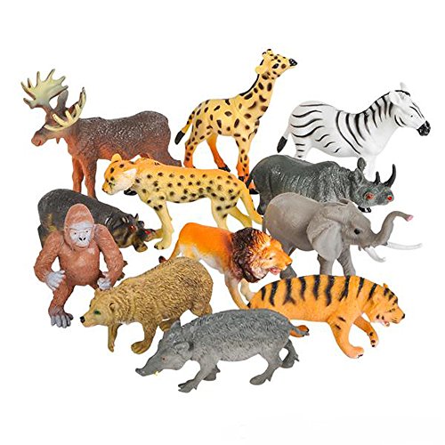 Toy Spout 12 Realistic Animal Toy Figures - Educational Toys, Zoo Animals, Preschool Toys -Wild Vinyl Plastic Learning Party Favors for Boys Girls Kids Toddlers Forest Small Farm Animals Toys