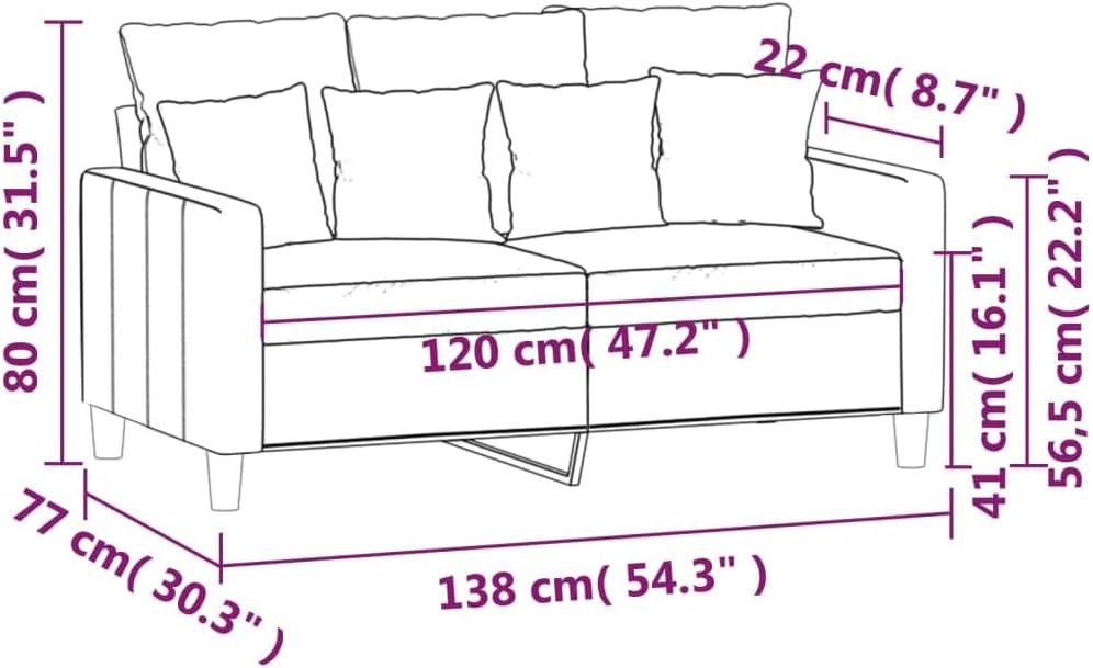 2-Seater Sofa Light Grey Velvet (100% Polyester) Living Room Furniture