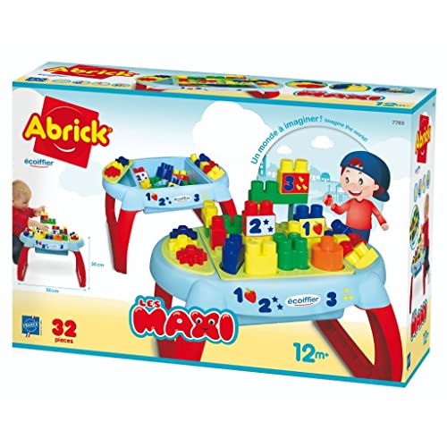 Jouets Ecoiffier - 7763 - La Table d'Éveil Abrick Maxi - Jeu de Construction Pour Enfants - 32 pièces - Dès 12 mois - Fabriquée en France