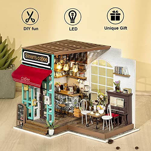Rolife 3D Holz Puppenhaus mit Licht Miniatur Kaffee Haus DIY Modell Kit-Tops Spielzeug für Kinder 14 15 16 17 Jahre alt… – Bild 4