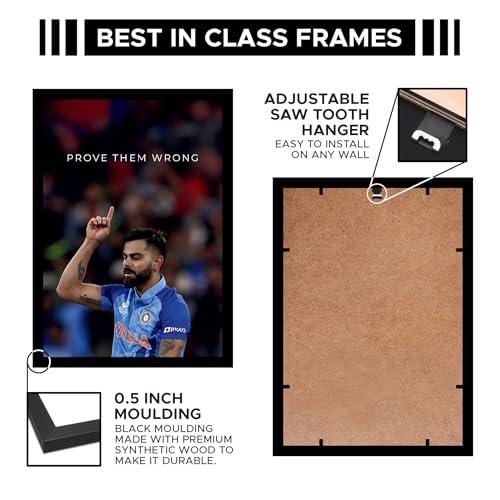 Image of CodersParadise Inspirational VK Cricket Champion Poster Frame | Premium A4 Motivational Wall Art for Bedroom, Office & Gaming Setup | Inspiring Sports Decor for Players, Fans & Achievers