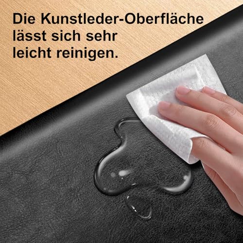 NEWYES Dokumentenmappe A4 mit 30 Klarsichthüllen – Wasserabweisende Präsentationsmappe aus Kunstleder, ideal für Büro, Geschäftsreisen & als Geschenk für Männer – Schwarz