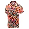 SheLucki Hawaiian Shirt for Men, Unisex Summer Beach Casual Short Sleeve Button Down Shirts, Printed Palmshadow Clothing