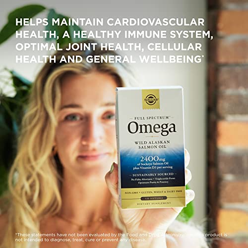 Solgar Wild Alaskan Full Spectrum Omega, 120 Softgels - Pack Of 2 - Supports Heart, Brain, Bone And Skin Health - Provides Vitamin D3 - Rich Source Of Epa & Dha - Non-Gmo - 120 Total Servings #TOP5