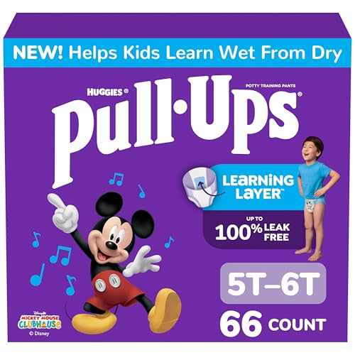 Pull-Ups Boys' Potty Training Pants, Size 5T-6T Training Underwear (46-60 lbs), 66 Count