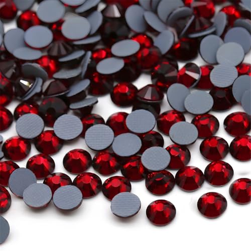 Hotfix Rhinestones Flatback Glass Rhinestone 1440PCS SS20 4.6-4.8MM Round Gems for Nails Art Glitter Crystals Stone DIY Bags Clothes Shoes (Dark Red)