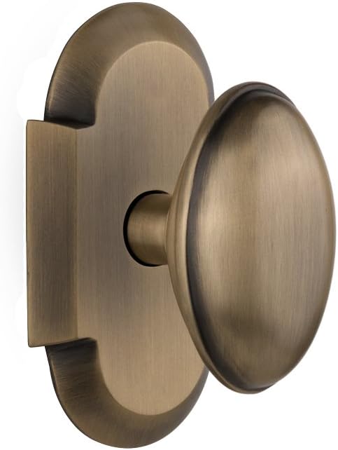 Nostalgic Warehouse Cottage Plate with Homestead Door Knob, Privacy - 2.375", Antique Brass