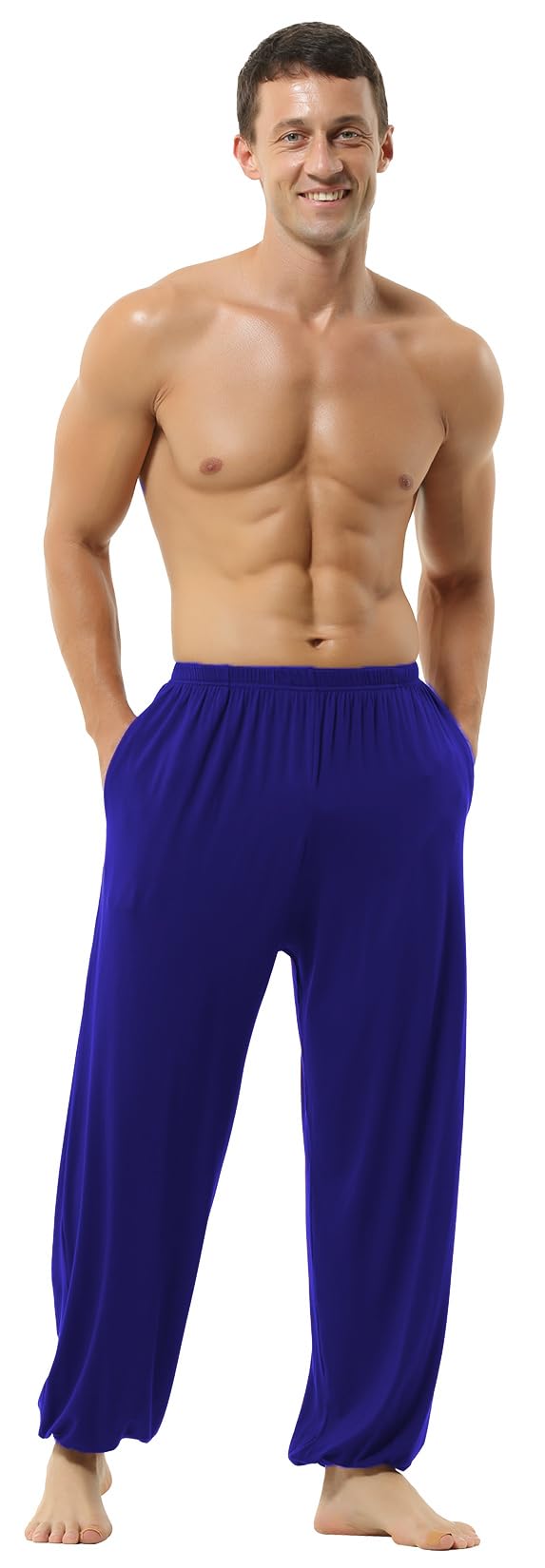 Hoerev Super Soft Modal Spandex Harem Yoga Pilates Trousers,RoyalBlue,XXL
