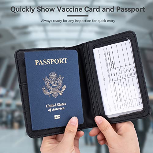 Alameda Passport And Vaccine Card Holder Combo, Carbon Fiber Passport Holder With Vaccine Card Slot, Travel Essentials Document Organizer Cover #TOP1