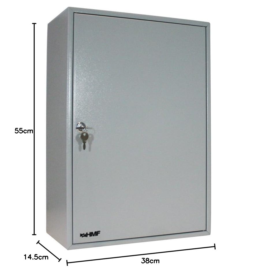 HMF Armoire à clés grande capacité en acier, boite a clef murale verrouillable pour bureau, administration ou parc automobile | 200 crochets à clés | 55 x 38 x 14 cm | Gris clair HMF Armoire à clés grande capacité en acier, boite a clef murale verrouillable pour bureau, administration ou parc automobile | 200 crochets à clés | 55 x 38 x 14 cm | Gris clair