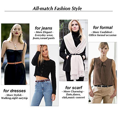 Suosdey 2 Pack Ladies Skinny Thin Leather Belts For Women Jeans With Pin Alloy Buckle Fashion Waist Belt For Dress Pants Formal Casual,Black And Brown #TOP1