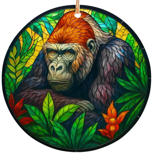 Rigufu 2025 Christmas Ornament – Silverback Gorilla Ornament, Jungle Wildlife Holiday Tree Decoration, Exotic Animal Keepsake Gift