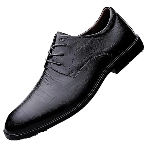 Sapatos formais para homens, sapatos de couro com cadarço, bico redondo e polido, salto em bloco ant