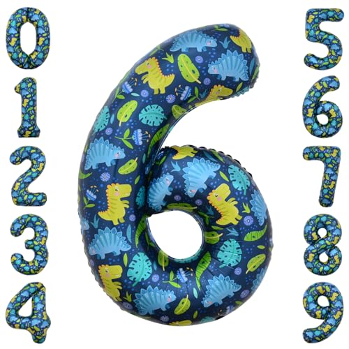 40 Inch Number 6 Dinosaur Balloon Dinosaur Birthday Decorations 6 Year Old Boy Party Supplies Number 6