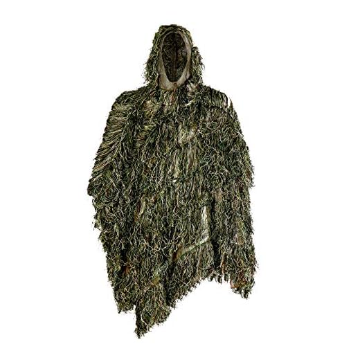 AUSCAMOTEK Ghillie Suit Poncho for Men Youth – Gilly Suit Cloak for Hunting Birdwatching Paintball Halloween – Green Camouflage