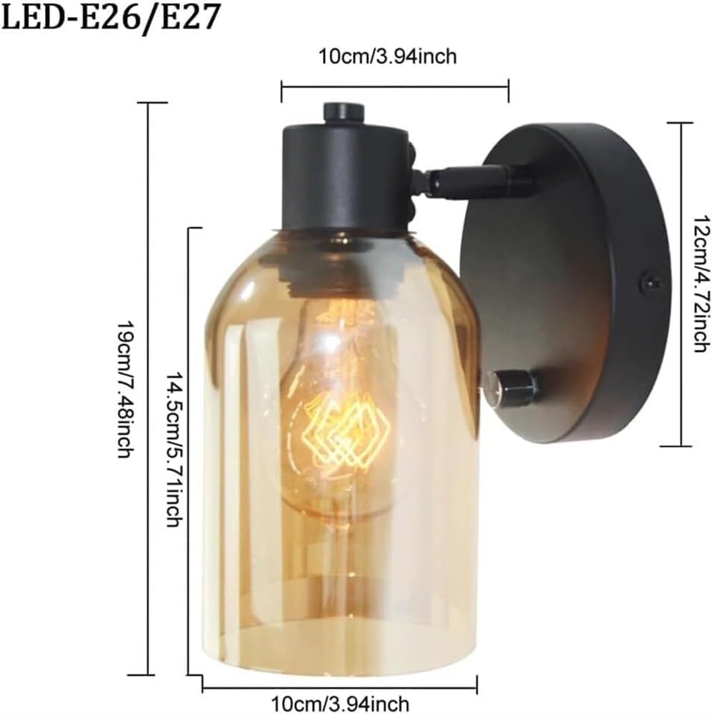 Genérico Lámpara de pared de cristal moderna Compatible with decoración de cabecera, aplique de pared de estudio de cristal, lámpara de pared ajustable Compatible with cabecera,Lámpara de araña