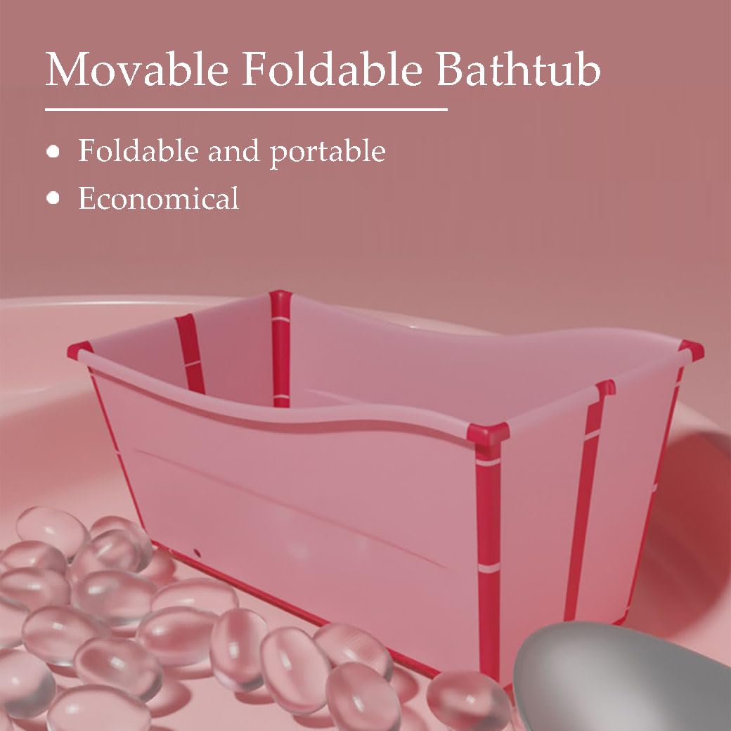 Bañera Plegable Para Adultos, Bañeras Independientes, Bañera Plegable Portátil, Hogar Grande, Lavabo De Ducha Plegable, Sauna Casera Para Bañera Para Adultos, Baño De Hielo Al Aire Libre(Color:Rosa)