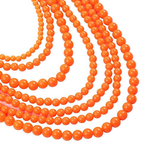 RIAH FASHION Multi Beaded Bubble Statement Necklace - Round Ball Chunky Drape Bib Collar Marbled, 7 Layer Long3