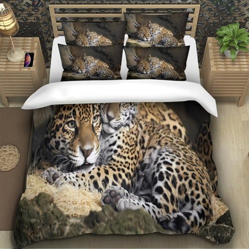Housse de couette jaguar imprimé 3D microfibre parure de lit 140x200cm fermeture éclair - 5
