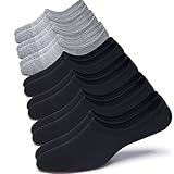 WANDER No Show Socks Mens Invisible Non Slip Low Cut Ankle Sock Cotton Pack 7 Pairs for Men (10-13, Black+Light Gray)