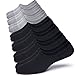 No Show Socks Mens Non Slip Low Cut Invisible Ankle Sock Pack 7 Pairs Boat Liner 6-12 (4Black+3Grey)